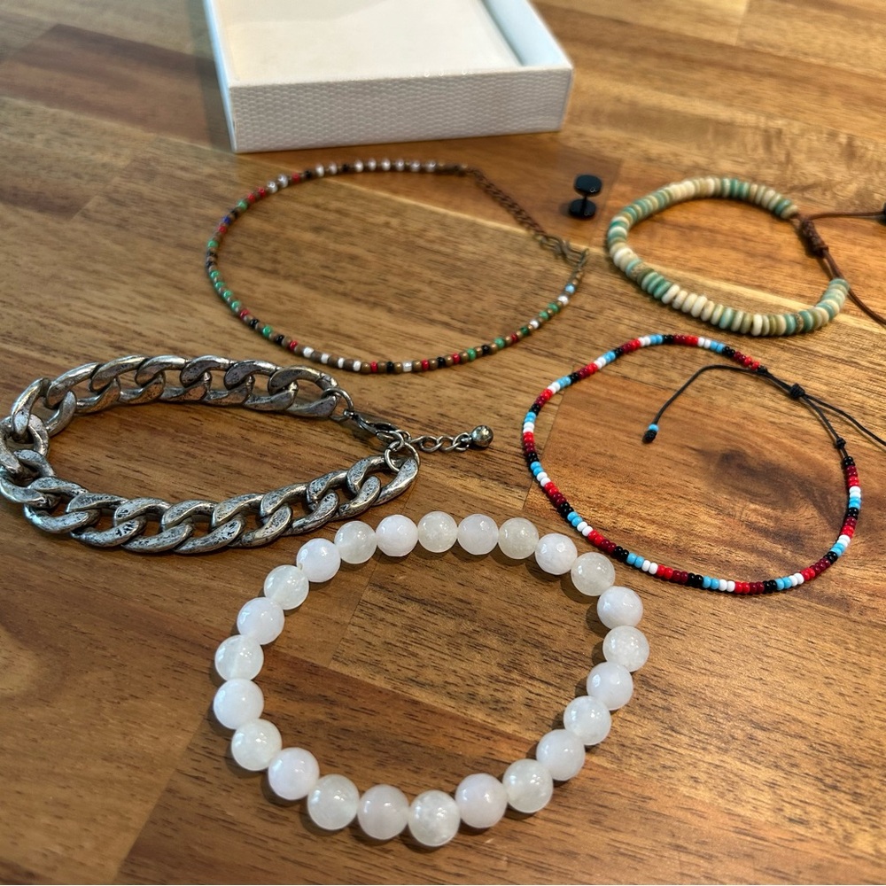 Set of Five Bracelets and One Ear Stud